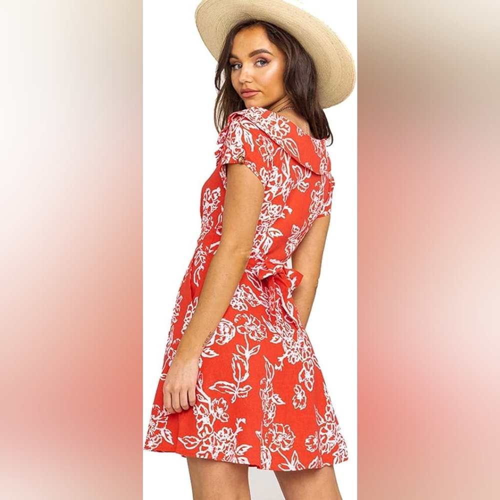Free People A Thing Called Love Short Sleeve Button Mini Dress Women Size 8 - Picture 2 of 10